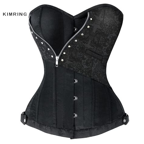 Kimring Sexy Steampunk Corset For Women Overbust Corset Steel Boned