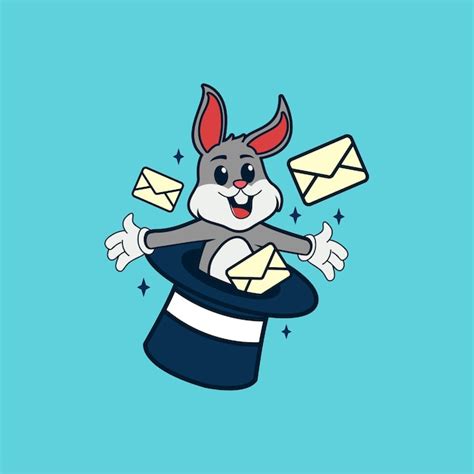 Lapin En Chapeau De Magicien Avec Enveloppe E Mail Vecteur Premium