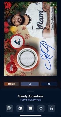 DIGITAL TOPPS BUNT Sandy Alcantara HOLIDAY 25 ICONIC RED SIGNATURE ...