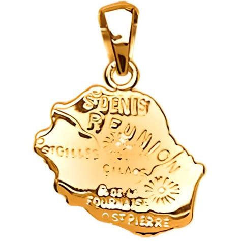 PENDENTIF ILE DE LA REUNION PLAQUE OR NEUF Achat Vente Pendentif