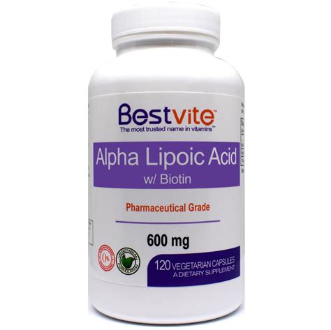 Alpha Lipoic Acid 600mg With Biotin 120 Vegetarian Capsules Walmart