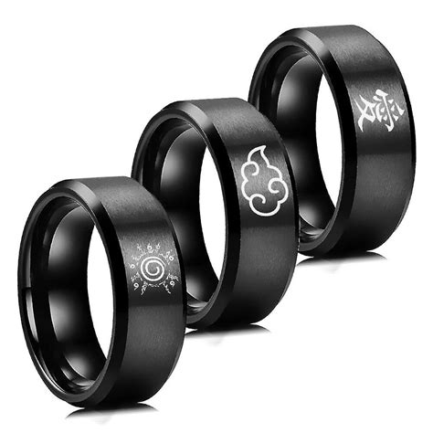 Akatsuki Cloud Rings Feuille En Acier Inoxydable Konoha Itachi