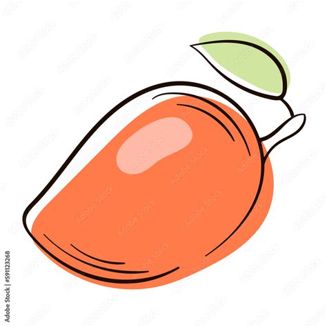 Mango Line Art Mango Fruit Logo Vector Template In Flat Style Hand