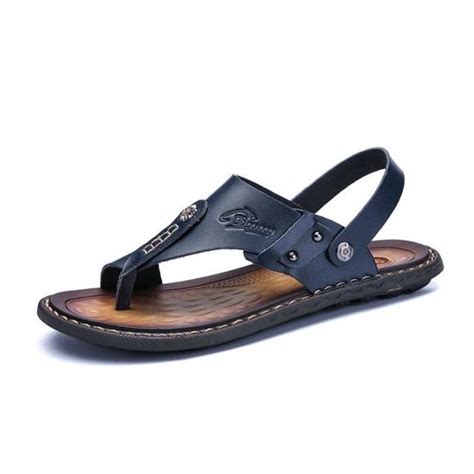 Sandales Homme Ete Simili Cuir Exterieur Plage Plates Bout Ouvert