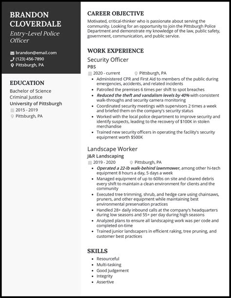 5 Entry Level Police Officer Resume Examples For 2025