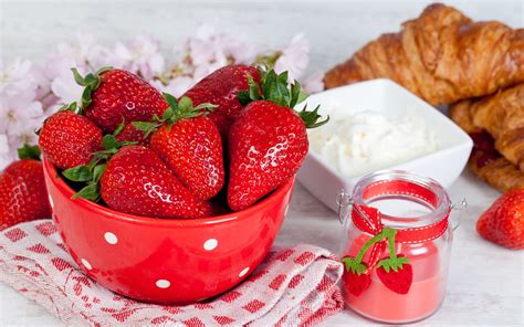 Fondos De Pantalla Comida Fruta Fresas Plato Desayuno Bayas