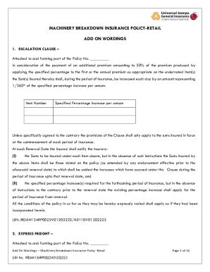 Fillable Online Standard Fire And Special Perils Escalation Clause Fax