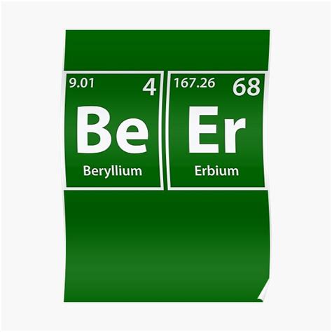 Beer Be Er Periodic Elements Spelling Poster By Cerebrands Redbubble