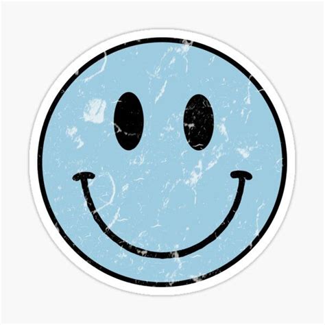 A Blue Smiley Face Sticker On A White Background