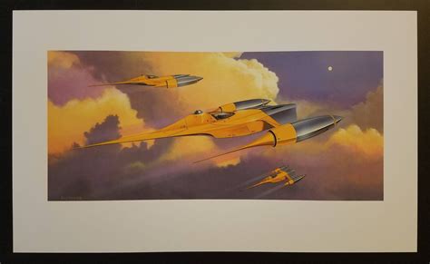 Vintage 1999 Star Wars The Phantom Menace Naboo Starfighters By Doug Chiang 10 5 X 17 5