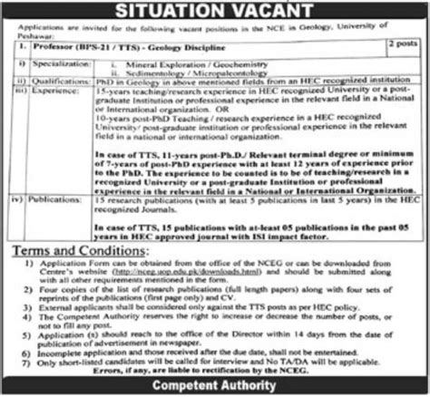 Professor Jobs In University Of Peshawar Job Advertisement Pakistan