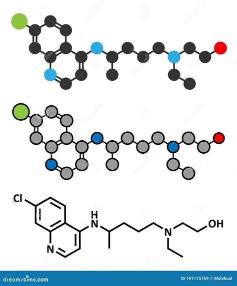 Hydroxychloroquine Malaria Drug Molecule Stock Vector - Illustration of ...