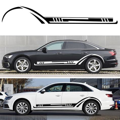 Pcs Car Side Stripes Graphics Vinyl Sticker Decals Racing Sport Car