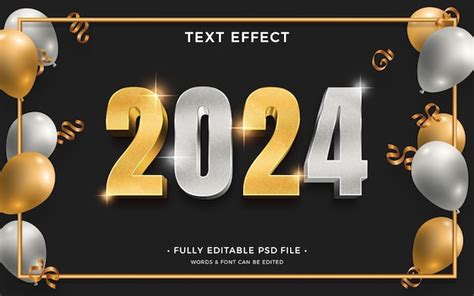 Effet Du Texte De La Nouvelle Année 2024 PSD Premium