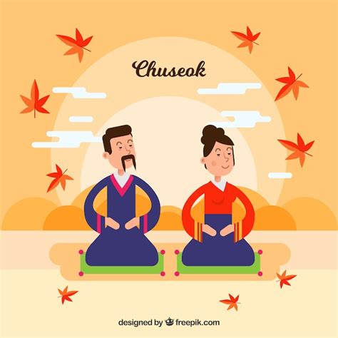 Premium Vector Lovely Chuseok Composition With Flat Design