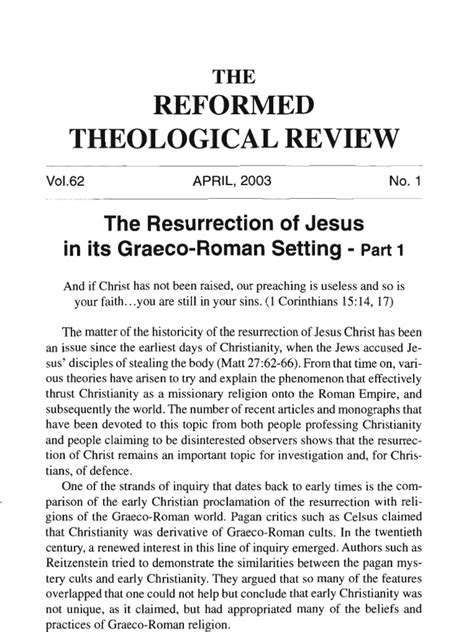 Pdf Rev Keith Baker The Resurrection Of Jesus In Its Graeco Roman