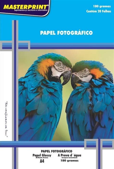 Papel Fotográfico A4 180g Glossy Masterprint 20 Folhas Infoleo