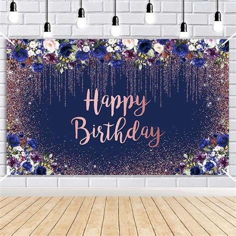 Amazon Aibiin Rose Gold Navy Blue Happy Birthday Banner For Girl