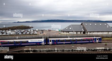 First Scotrail diesel train, Mallaig Railway station, West Highland ...