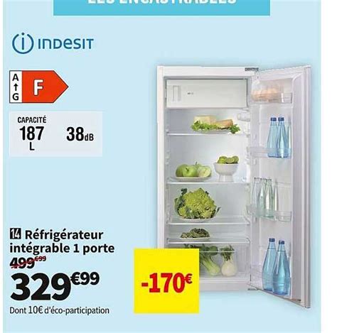 Promo Réfrigérateur Intégrable 1 Porte Indesit chez Conforama