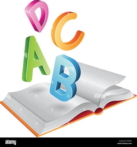 Vector Illustration Of Open Book And Flying Letters Isolated On A White