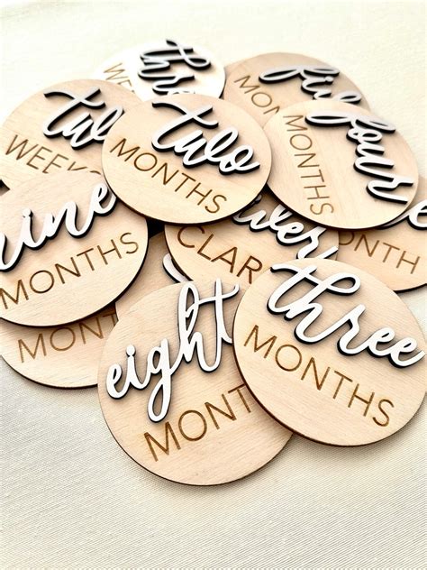 3D Wooden Monthly Milestone Discs For Baby Photos Baby Etsy