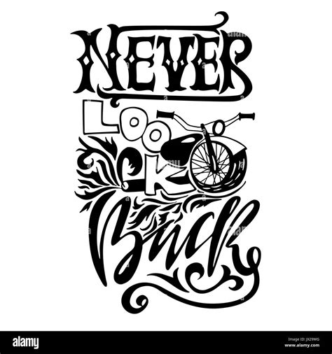 Never Look Back Hand Drawn Lettering Vector Motivational Typography