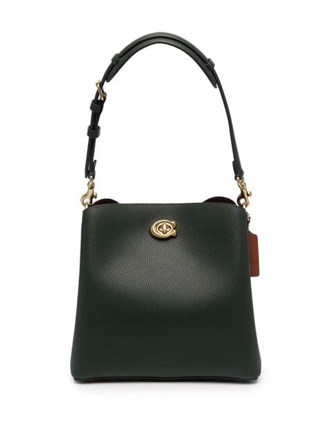 Coach green C-logo plaque leather satchel bag for women | C3766 at ...