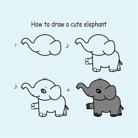 Étape Par étape Pour Dessiner Un éléphant Tutoriel De Dessin Dun