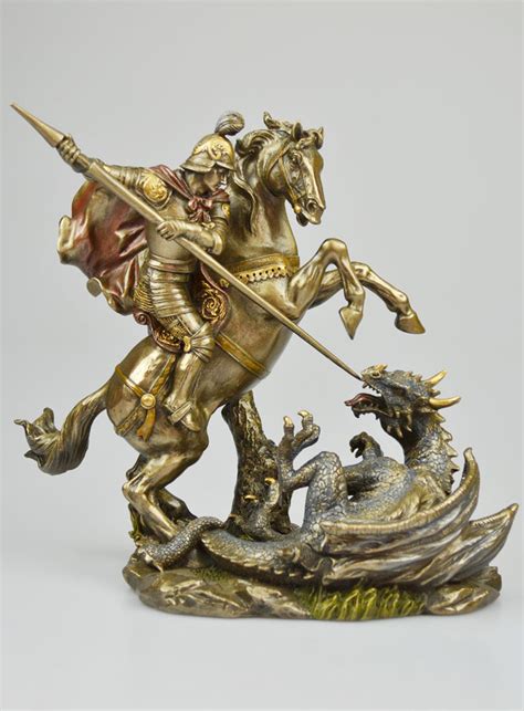 Statue Religieuse De Saint Georges En Bronze 22cm La Boutique Des