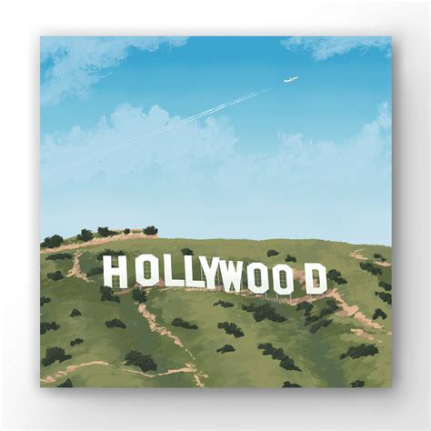 Hollywood Sign Art Hollywood Travel Poster Print Hollywood Etsy