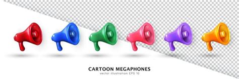 Premium Vector Set Of Colorful 3d Megaphones Multicolored Vector Loudspeakers For