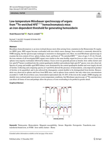 PDF Low temperature Mössbauer spectroscopy of organs from 57Fe