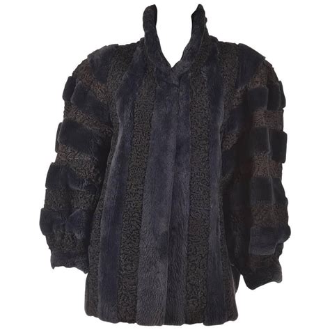 S Christian Dior Midnight Blue Persian Lamb And Shaved Mink Coat Xl