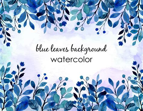 Premium Vector Watercolor Background With Blue Leaves