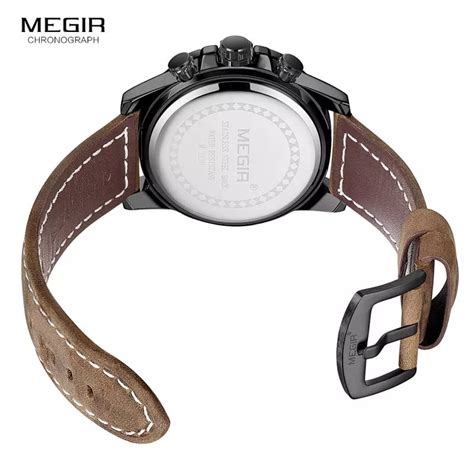 Ripley Reloj Megir Acero Negro Y Cuero Marr N Meg