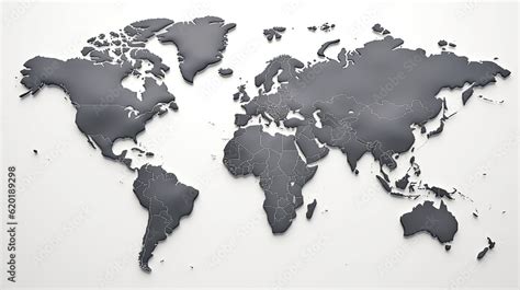 World map in grey scale on white background Stock Illustration | Adobe ...