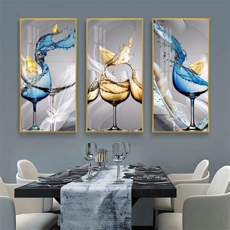 Conjunto De Quadros Moderno E Minimalista Vinho Pendurado Restaurante