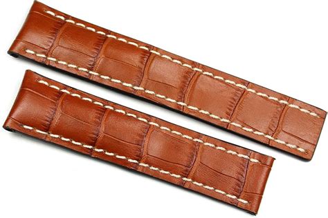 Rios 1931 Men S Leather Watch Strap 20 Mm Crocodile Pattern Brown For