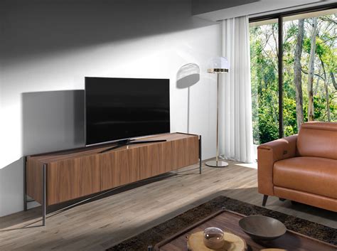 Tv Stand In Walnut Wood And Darkened Steel Furniture Of Design Angel