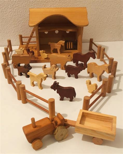 Wooden Toy Barn Wood Shed Barn Farm Toys Set Wooden Animals | Etsy