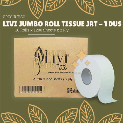 Jual Tissue LIVI Eco Jumbo Roll Toilet JRT 1200 Sheet 1 DUS KARTON 16