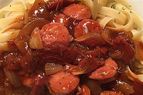 Nudeln Mit Bratwurst Tomatensauce Von Th Dx Chefkoch