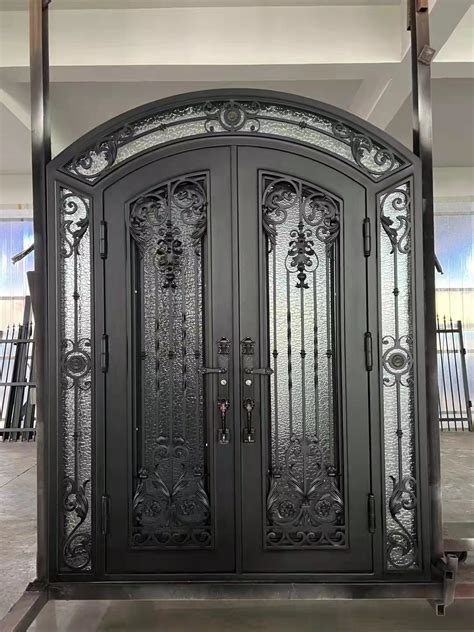 Entrance Wrought Iron Door Entry Iron Glass Door Exterior Forged Iron