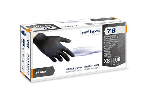 Reflexx R78 Guanti In Nitrile Neri Senza Polvere Gr 4 100 Pezzi Nero