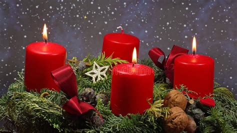 3rd Advent, Advent Wreath with Burning Candles Stock Image - Image of stars, warmth: 300524567