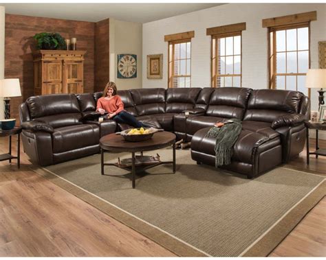 Overstock Furniture Faulkner Chocolate Large Reclining Sectional ...