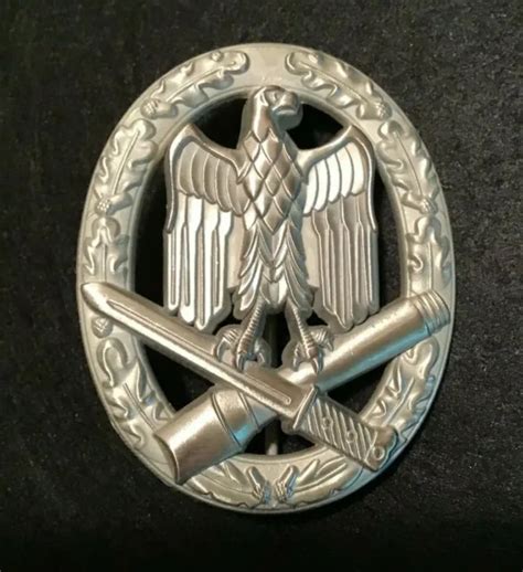 GERMAN WWII GENERAL Assault Badge In Silver 1957 Bundesrepublik Pattern