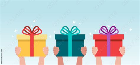 Hand Giving Gift Box Cartoon Vector Illustration Hand Holding Surprise