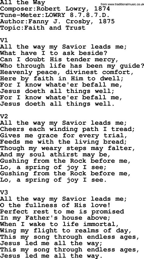 Adventist Hymn: All The Way - Christian Song lyrics, with PDF